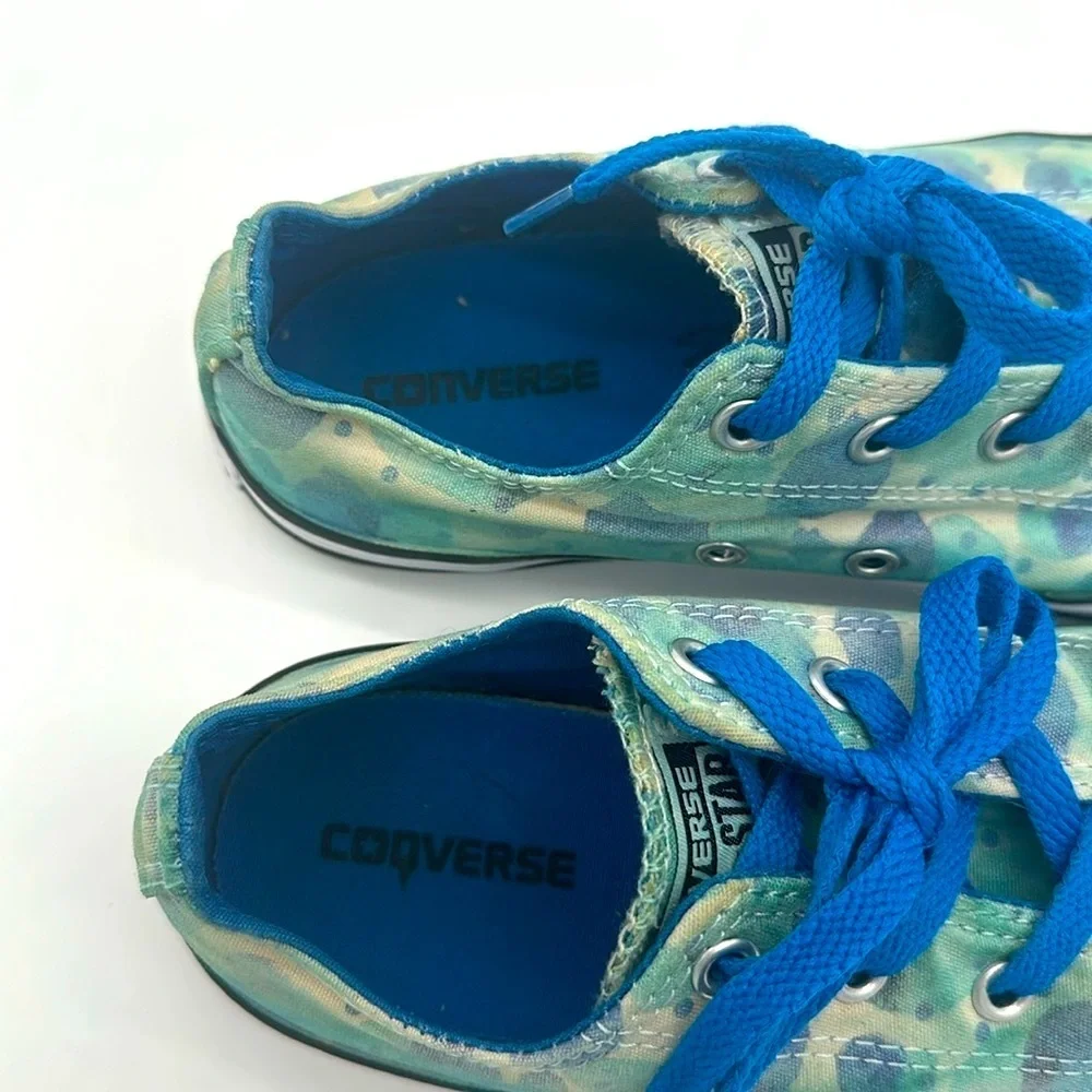 Converse 656081 F All Star Low Top Blue Green Multicolor Sneakers Junior Size 4